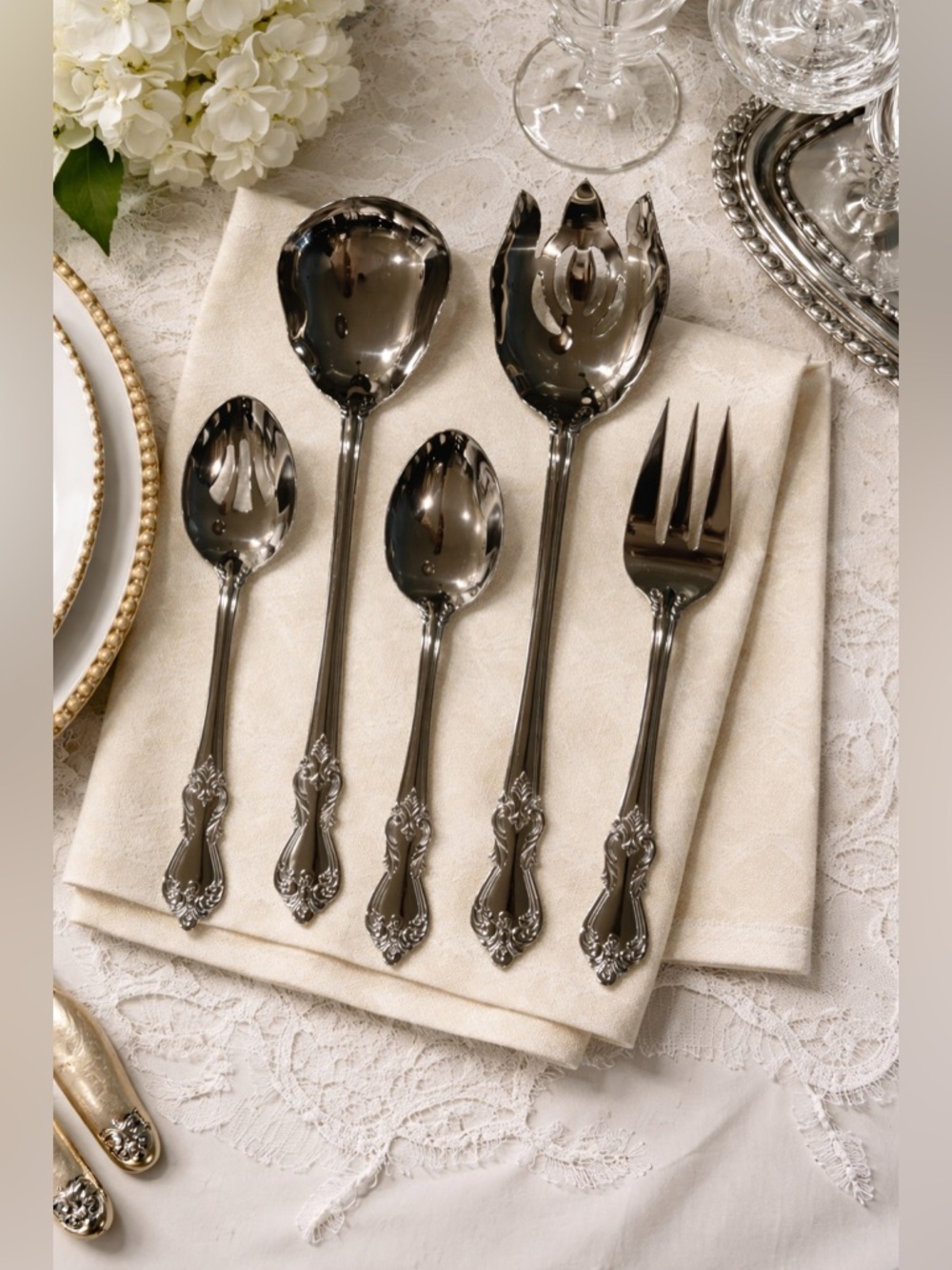REED & BARTON~MARLBOROUGH~(5) PIECE~HERITAGE MINT~GLOSSY STAINLESS~G2W